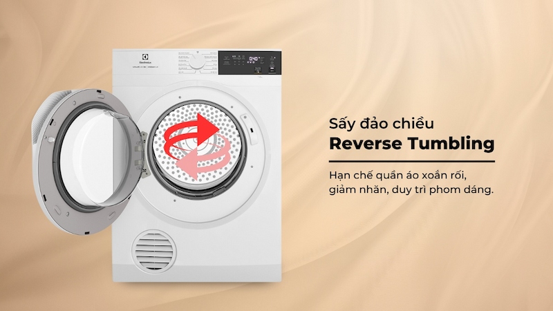 Máy sấy Electrolux đảo chiều chống nhăn quần áo hiệu quả