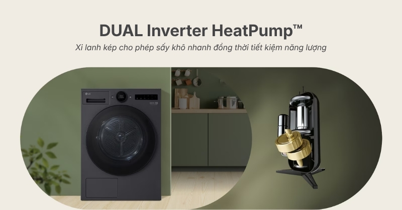 Sấy bơm nhiệt Dual Inverter giúp làm khô quần áo ở nhiệt độ thấp