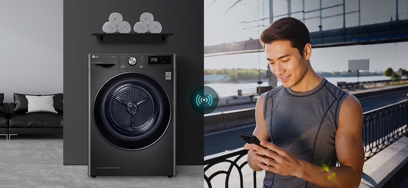 Ứng dụng LG ThinQ điều khiển máy sấy LG từ xa bằng điện thoại