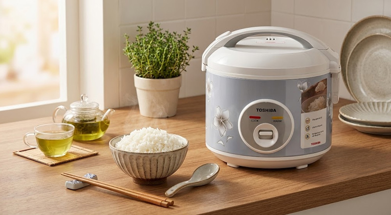 Nồi cơm điện cơ hoạt động thông qua nút gạt hoặc nút bấm