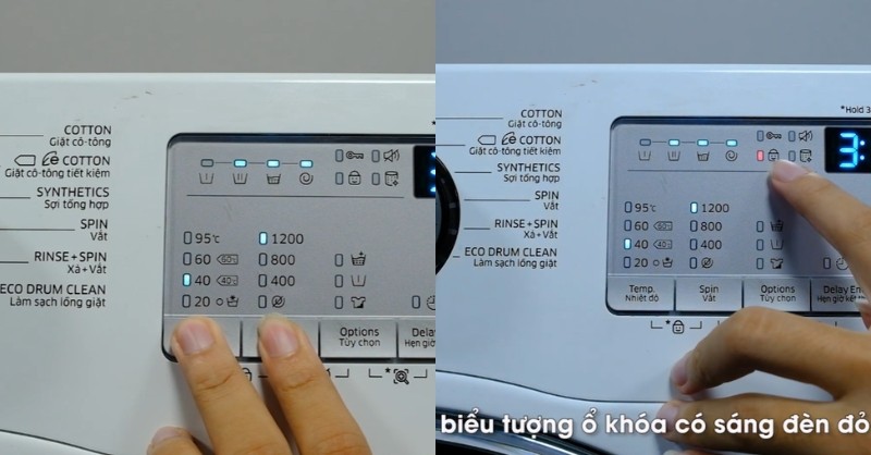 Cách bật chức năng khóa trẻ em máy giặt Samsung cửa trước