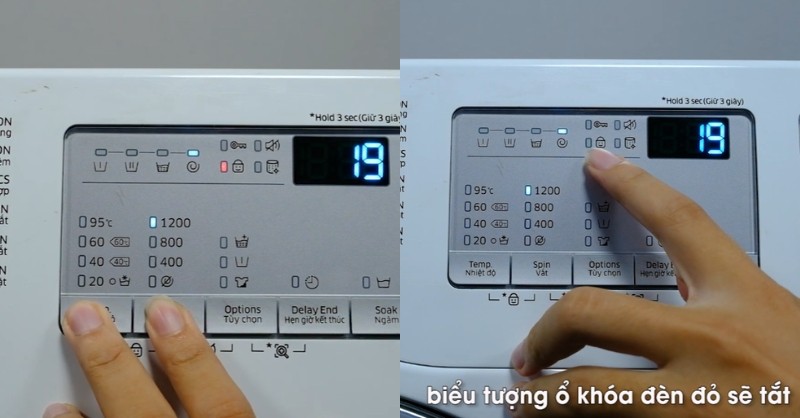 Cách tắt chức năng khóa trẻ em máy giặt Samsung cửa trước