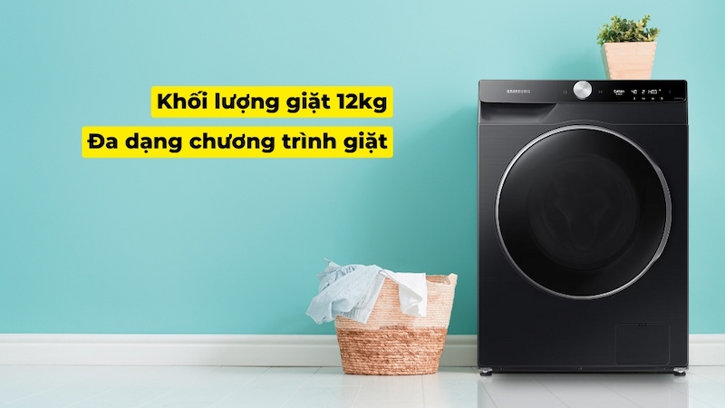 Máy Giặt Samsung AI EcoBubble Inverter WW12CGP44DSBSV khối lượng giặt lớn 12 kg