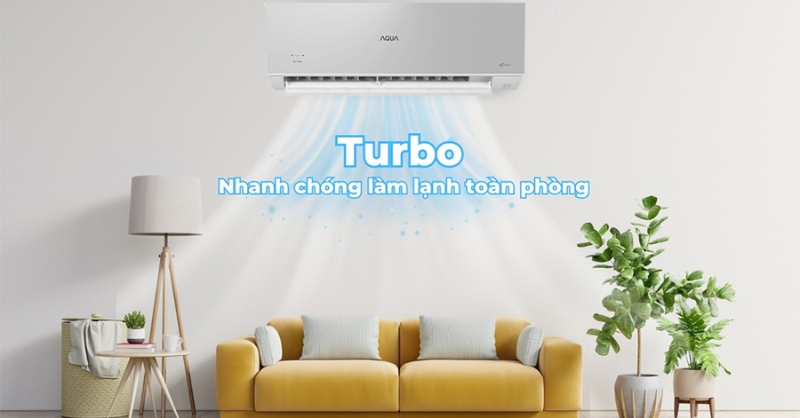 Chế độ Turbo trên máy lạnh Aqua giúp phòng mát nhanh