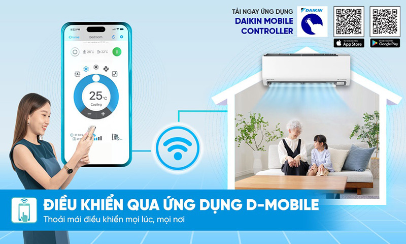 Điều khiển máy lạnh từ xa qua ứng dụng D-Mobile tích hợp Wifi