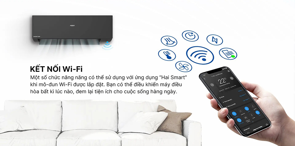 Tính năng wifi trên máy lạnh Aqua giúp điều khiển thông minh