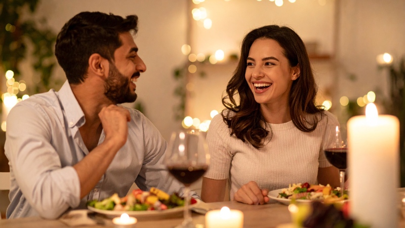 Bữa tối lãng mạn dưới ánh nến ngày Valentine cho cặp đôi