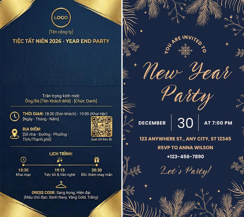 Mẫu thiệp mời Tất niên 2026 cho công ty khổ dọc ấn tượng không thể bỏ qua