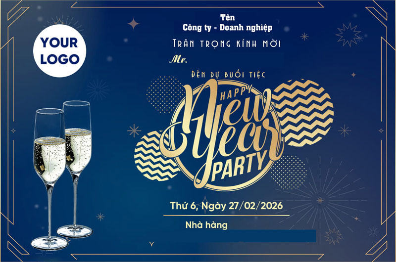 Tham khảo mẫu thiệp mời Tất niên 2026 cho công ty khổ ngang sang trọng