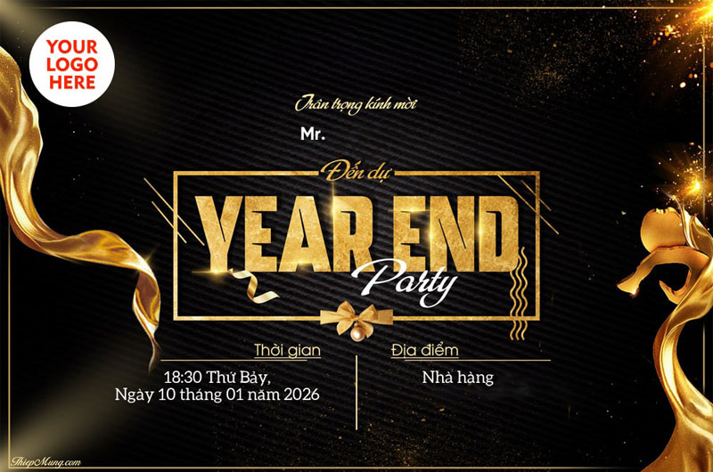 Mẫu thiệp mời Tất niên 2026 cho công ty khổ ngang mà bạn nên tham khảo