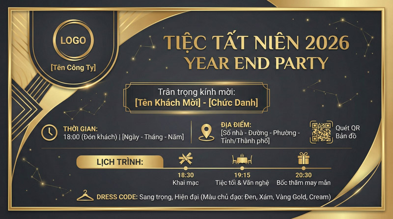 Tham khảo ngay mẫu thiệp mời Tất niên 2026 sang trọng