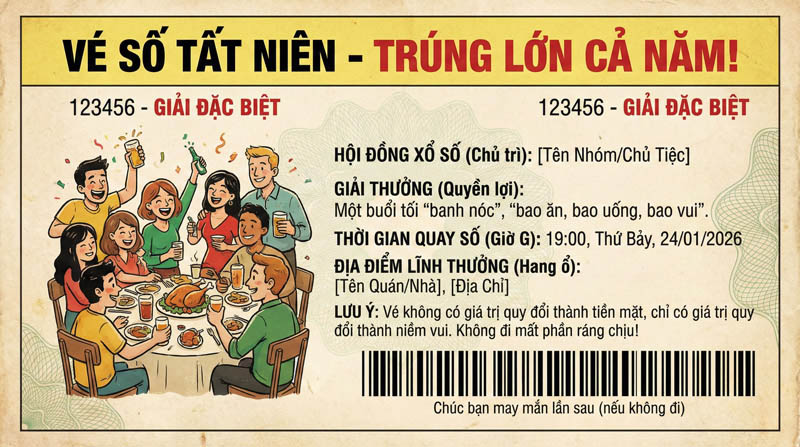 Mẫu thiệp mời Tất niên 2026 trẻ trung dành cho bạn