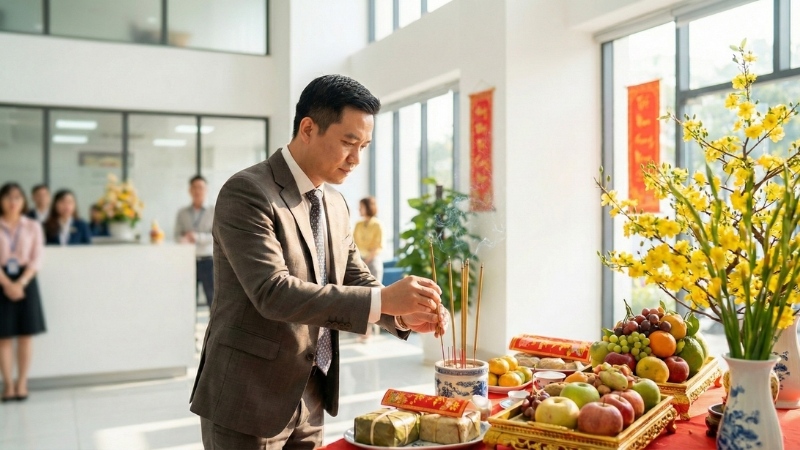 Người đại diện cho doanh nghiệp cúng Tân niên