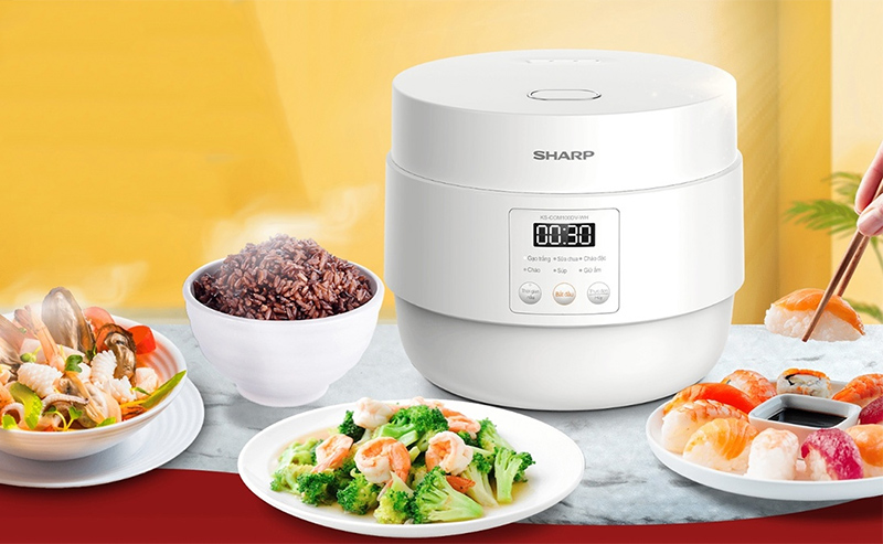 Quà tặng Year End Party Nồi cơm điện tử Sharp KS-COM100DV-WH 1 Lít