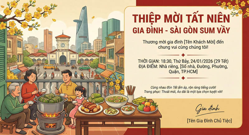 Thiệp mời Tất niên 2026 cho gia đình mà bạn nên tham khảo