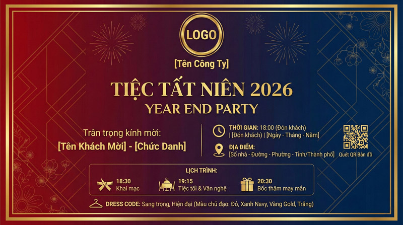 Thiệp mời Tất niên 2026 sang trọng mà bạn nên tham khảo