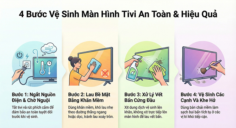 Cách vệ sinh màn hình tivi an toàn, hiệu quả