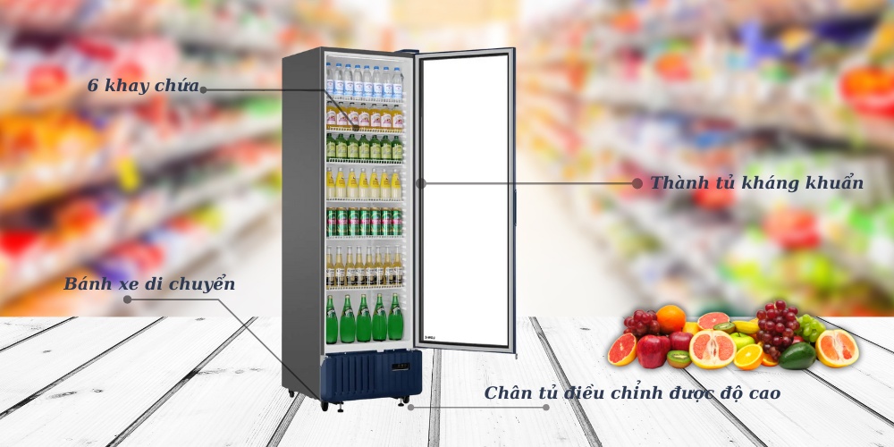 Tủ Mát Aqua 412 Lít AQS-AF520H được trang bị hàng loạt tiện ích