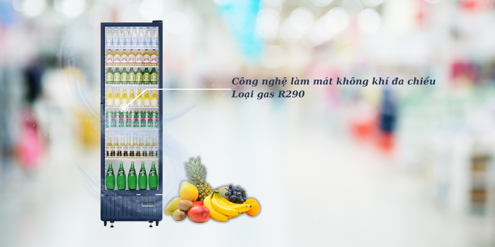 Tủ Mát Aqua 412 Lít AQS-AF520H sử dụng công nghệ làm mát khí lạnh đa chiều, gas R290