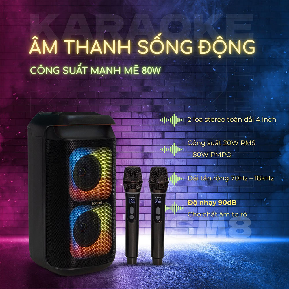 Thiết kế loa toàn dải loa Karaoke di động Icore ISM8