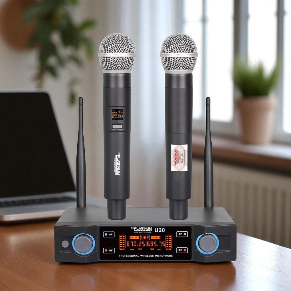 Bộ Micro không dây Platinum U20 bao gồm 1 đầu thu và 2 micro cầm tay