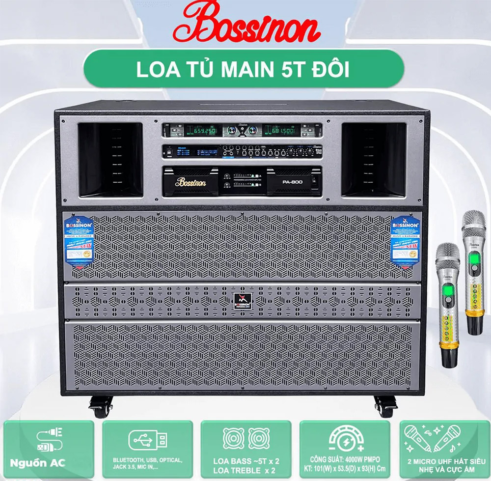 Loa kéo tủ điện Bossinon A6688 Pro mang đến âm thanh bùng nổ