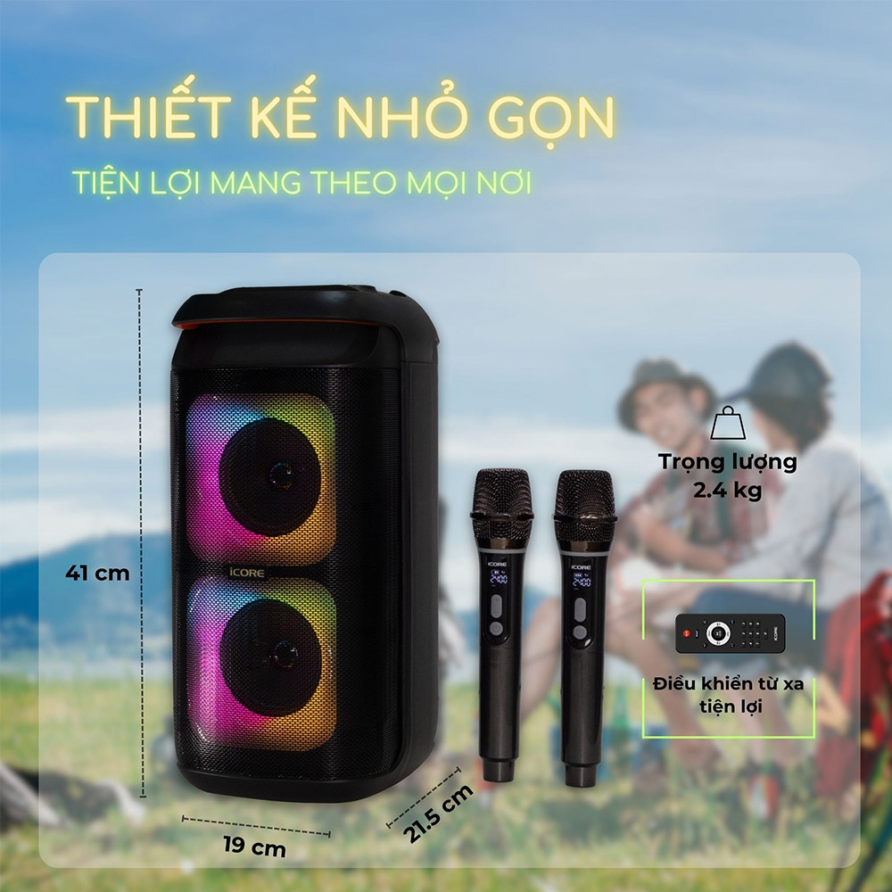 Thiết kế gọn nhẹ loa Karaoke di động Icore ISM8