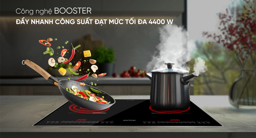 Bếp Từ Đôi Mutosi MI-68TL được trang bị công nghệ Booster