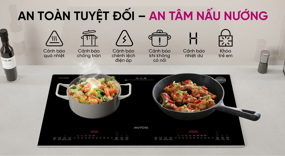An tâm nấu nướng với Bếp Từ Đôi Mutosi MI-68TL