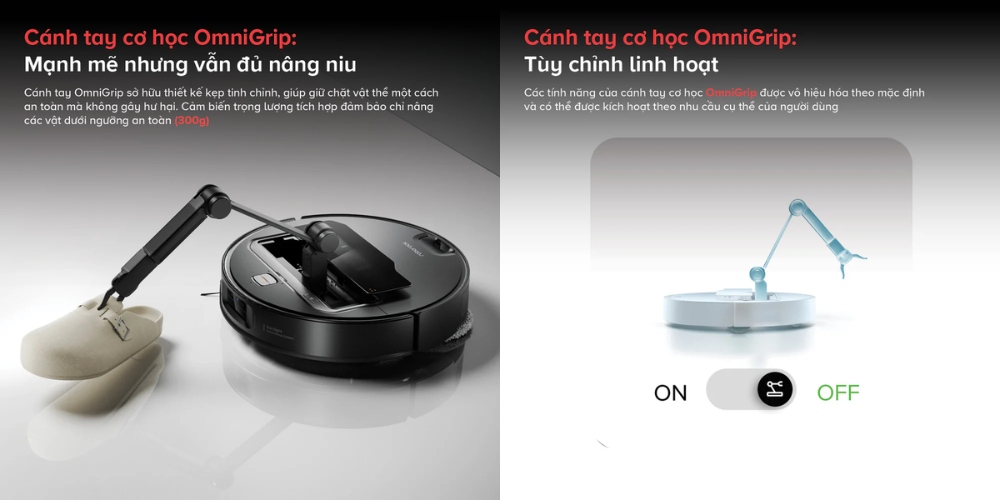Cánh tay OmniGri chỉ nâng vật thể dưới 300g