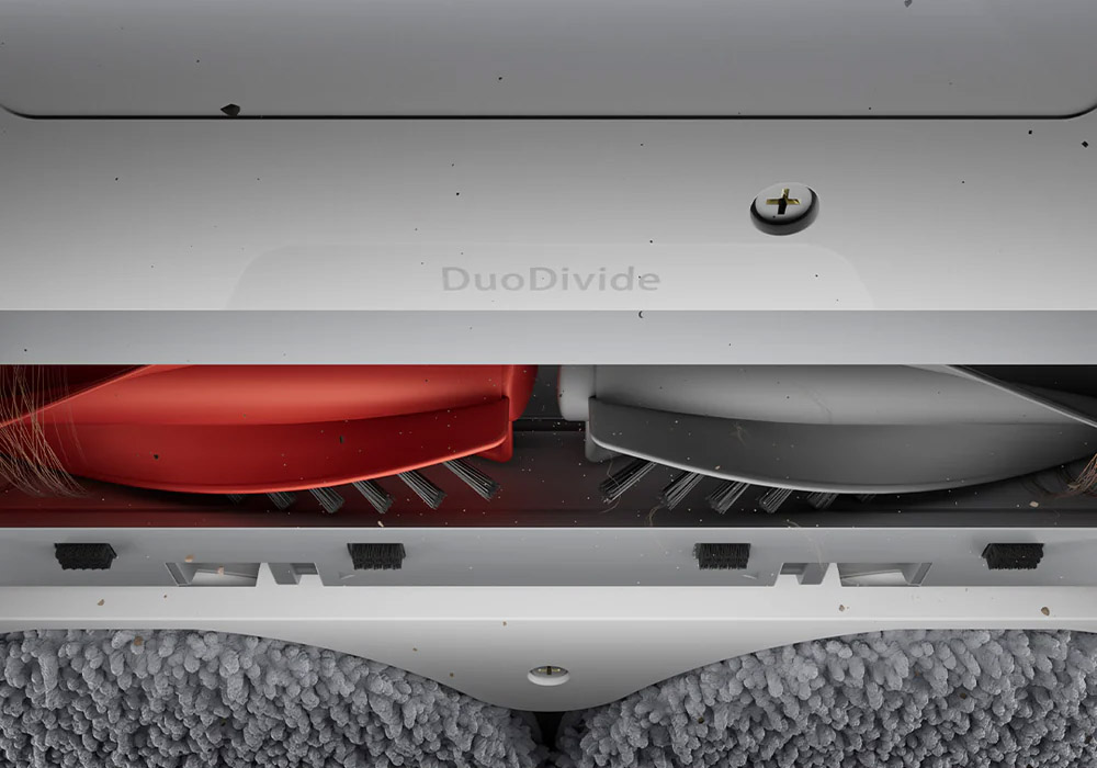 Chổi chính DuoDivide có thiết kế lưỡi xoắn dẫn tóc về cửa hút trung tâm
