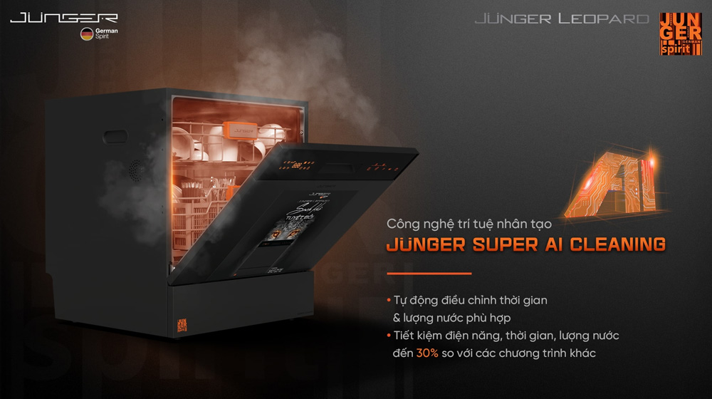 Junger Super AI Cleaning tự động nhận diện mức độ bẩn bát đĩa
