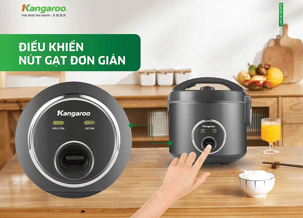 Nồi Cơm Điện Kangaroo KGRC18M3 sở hữu điều khiển nút gạt