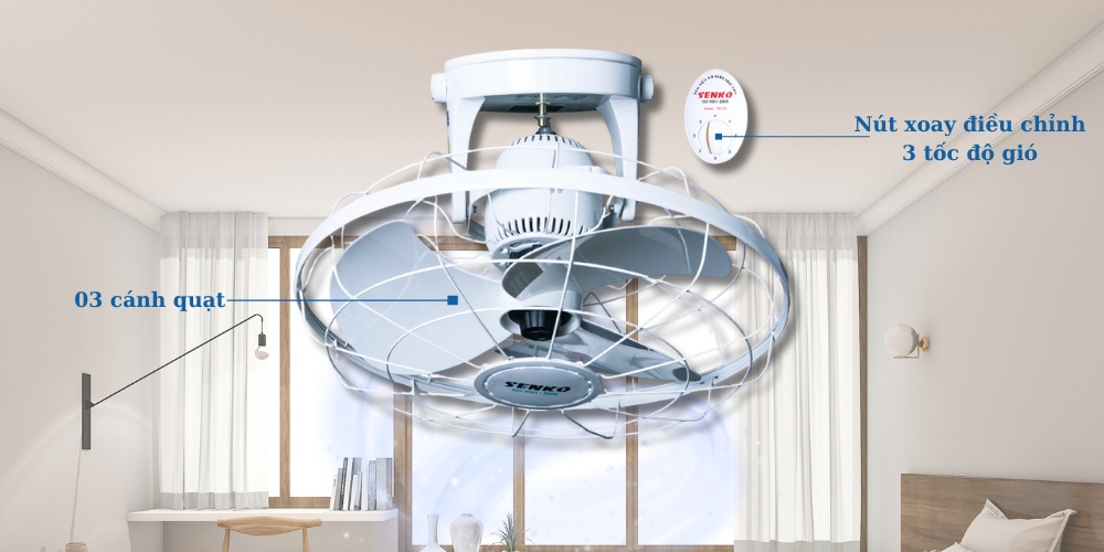 Điều khiển Quạt Trần Đảo Senko TD105 bằng nút xoay dễ dàng sử dụng