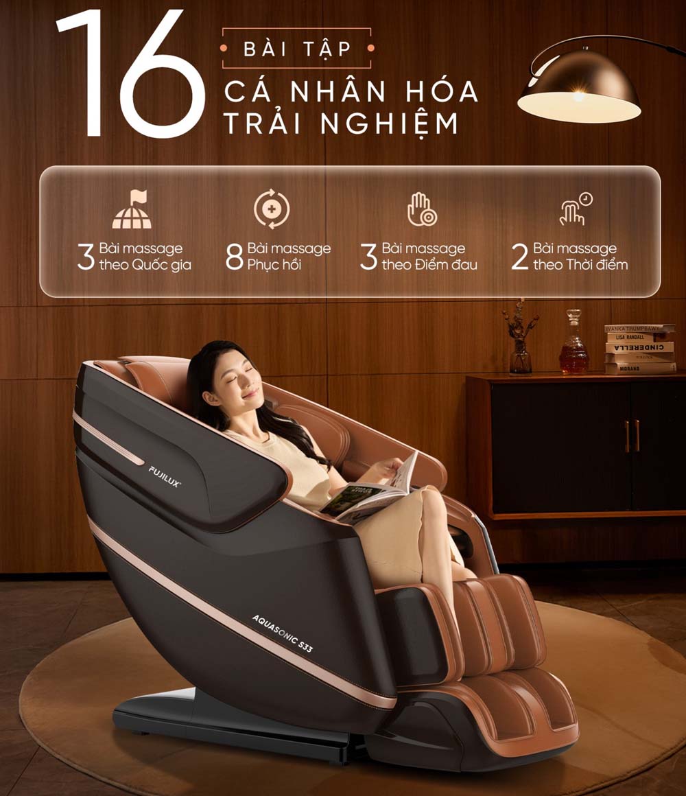Ghế Massage FujiLux AquaSonic S33 mang đến đa dạng chế độ