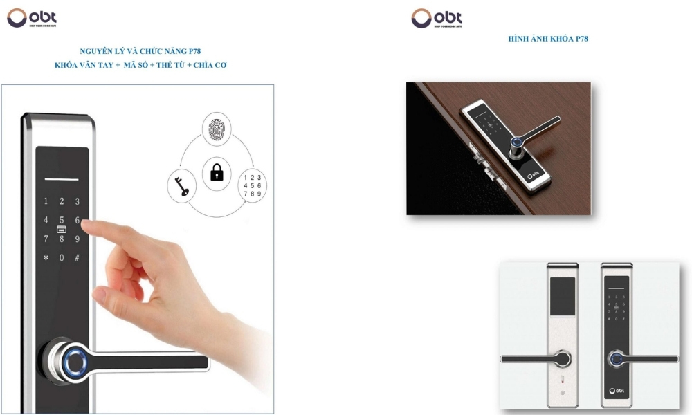 Khóa Thông Minh ORBITA P78 có màn hình cảm ứng LED