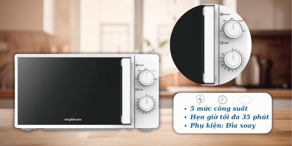 Lò Vi Sóng Simplehome F20MXP07-G70 hữu ích cho nhu cầu đun nấu gia đình