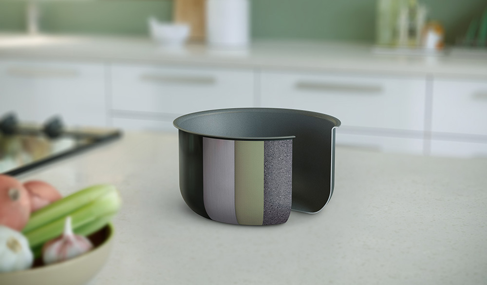 Nồi Cơm Điện Tử Philips HD3170/66 sở hữu lòng nồi 4 lớp chống dính