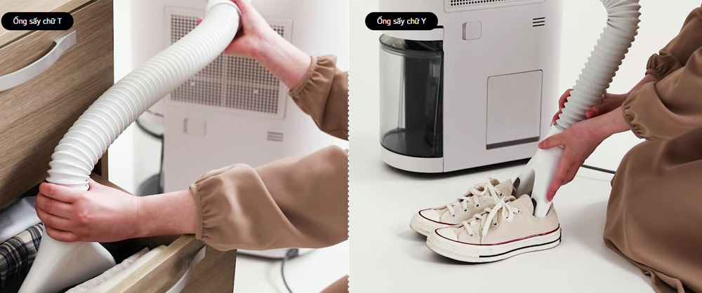 Máy Hút Ẩm DD23GMWE1.ABAE trang bị ống sấy hình chữ T và chữ Y