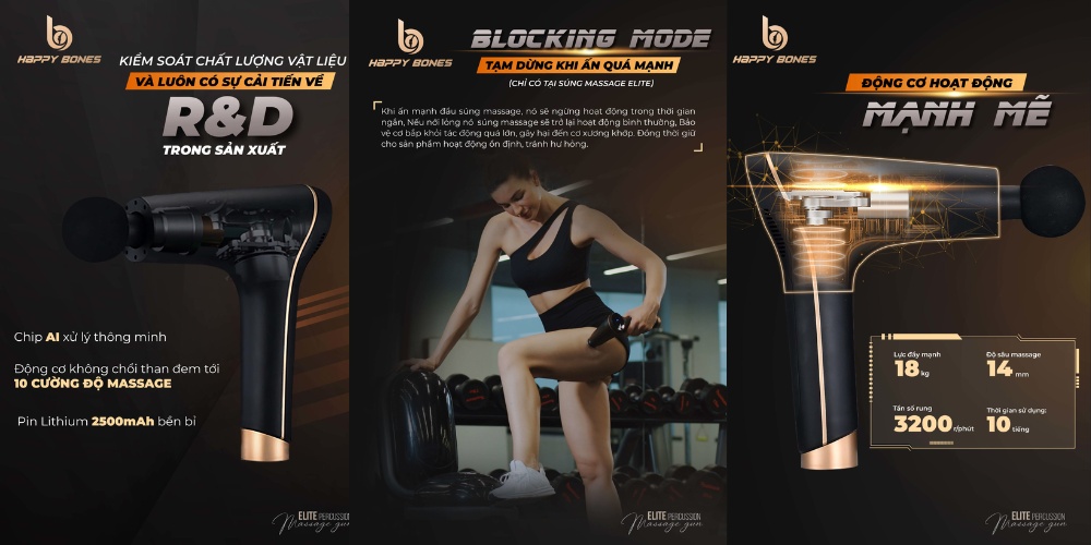 Máy Massage Cầm Tay Happy Bones bảo vệ cơ bắp
