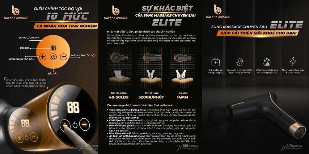 Máy Massage Cầm Tay Happy Bones điều khiển cảm ứng