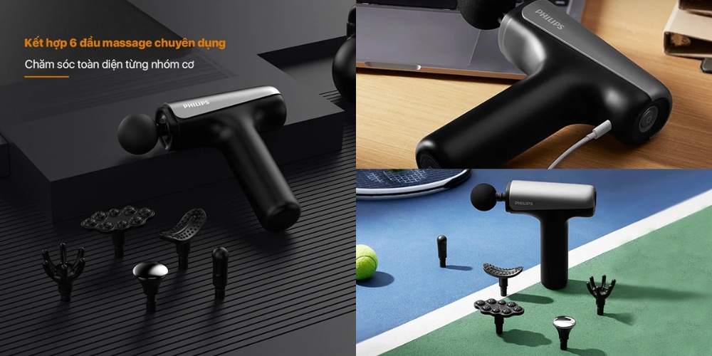 Máy Massage Thể Thao Philips PPM7325 dễ dàng thay đổi để sử dụng cho nhiều vùng cơ thể