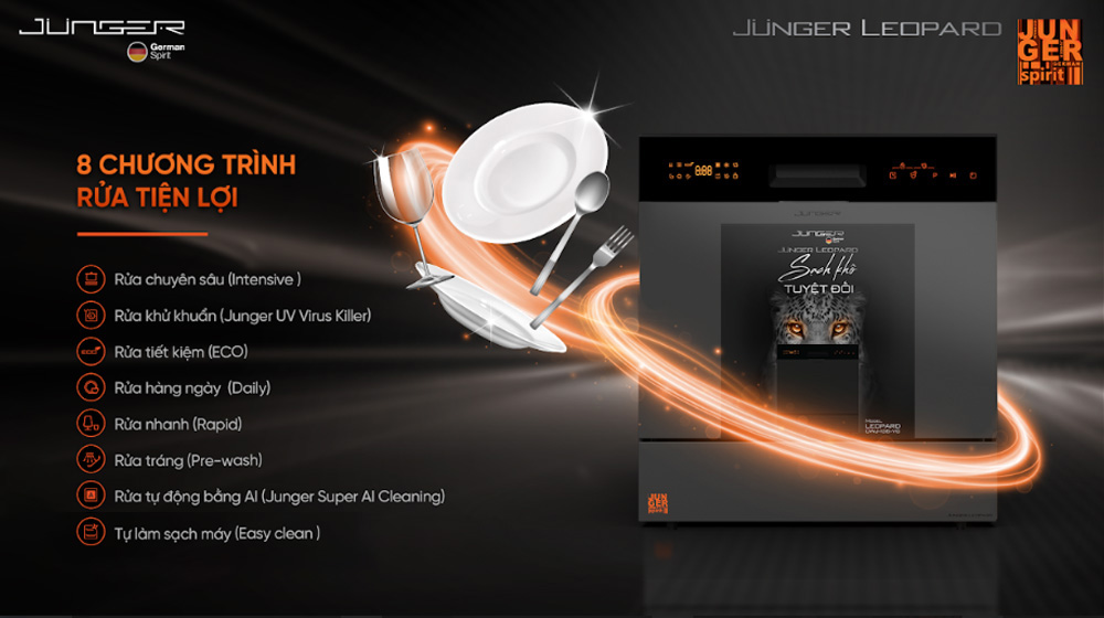 Máy Rửa Bát Leopard DWJ-136-VG làm sạch hiệu quả