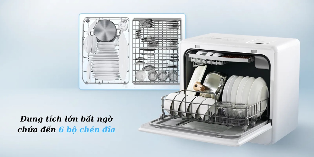 Máy rửa chén bát để bàn Kochi C500 có thể chứa 6 bộ chén đĩa