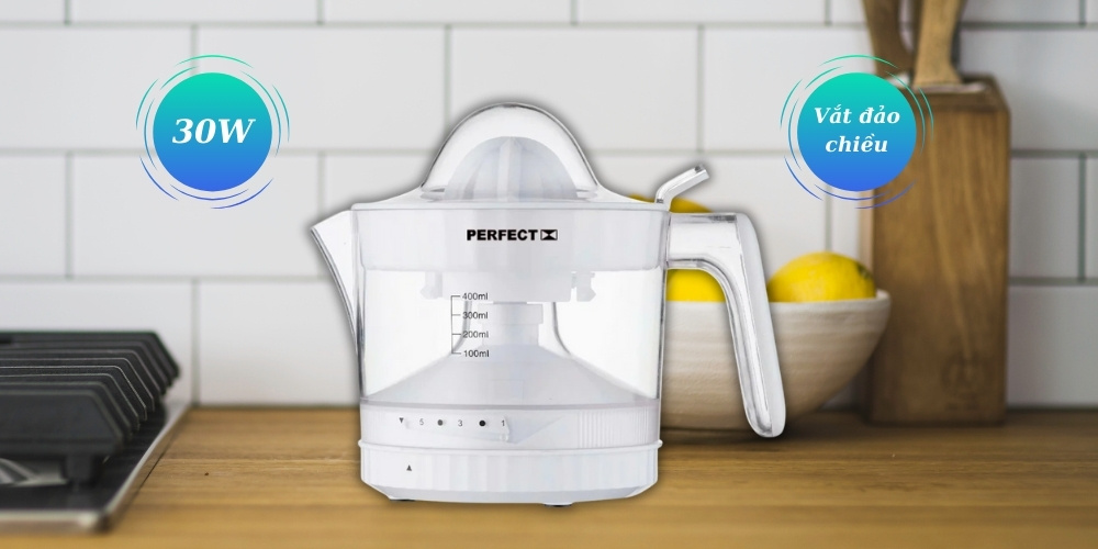 Máy Vắt Cam Perfect PF-VC1 có công suất 30W và khả năng vắt đảo chiều