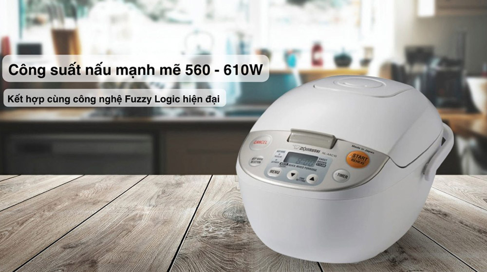 Nồi Cơm Điện Zojirushi NL-AAQ10 hoạt động với công suất 560 - 610W
