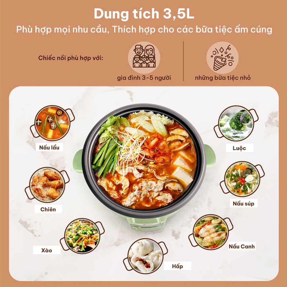 Nồi Lẩu Điện Comet CM7739 có dung tích 3.5 lít