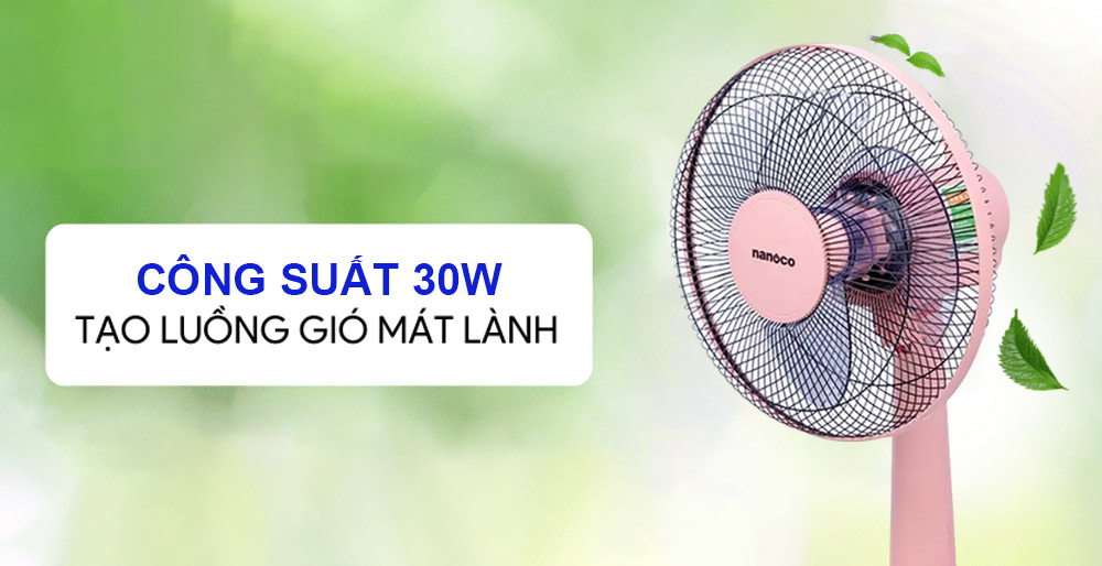Quạt Bàn Nanoco NTF1209P có công suất 30W