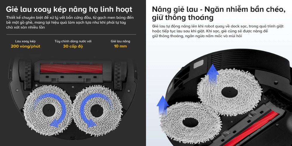 Roborock QR 798 - Trắng có hệ thống giẻ lau xoay kép