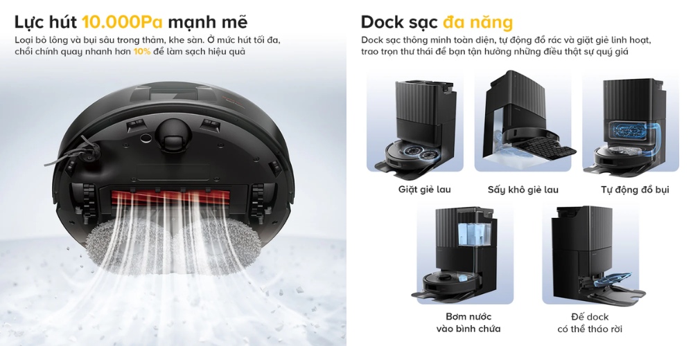 Roborock QR 798 - Trắng lực hút siêu mạnh 10.000Pa